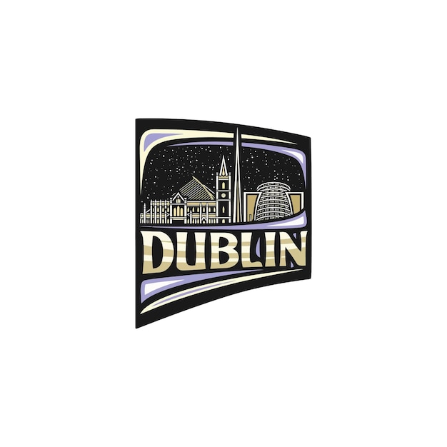 Dublin skyline landmark flag sticker emblem badge travel souvenir ilustración