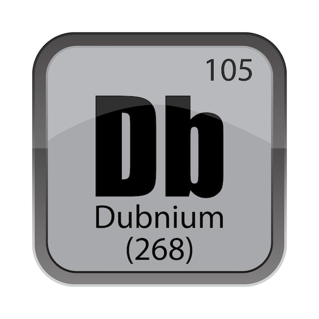Dubnio Db azulejos atómico 105 número 268 referencia de detalle bloque periódico gris