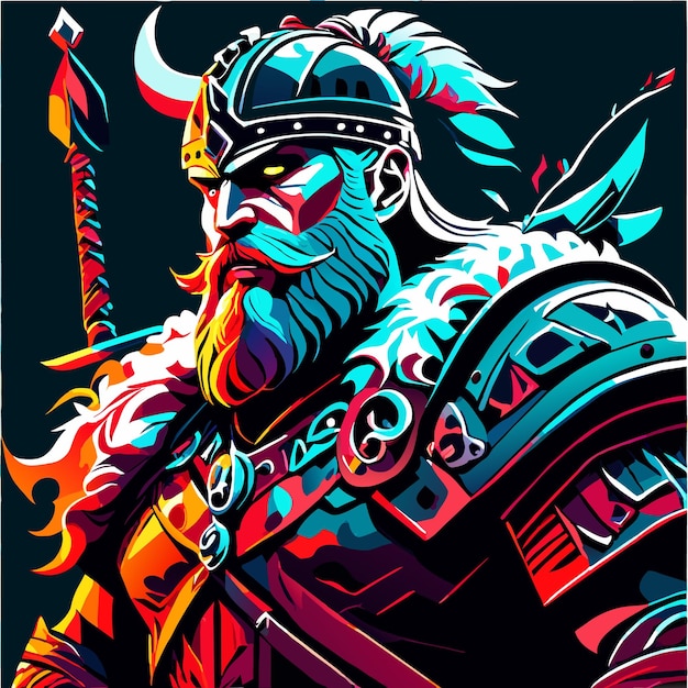Vector duelo de guerreros vikingos con espadas y escudos en el vector de batalla