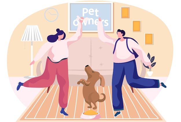 Los dueños de mascotas mujeres jóvenes pasan tiempo con su perro cuidar de animales domésticos perrito alegre chica se divierten y tiempo activo jugar con perro gracioso alimenta el perro con un hueso se dedica a la formación