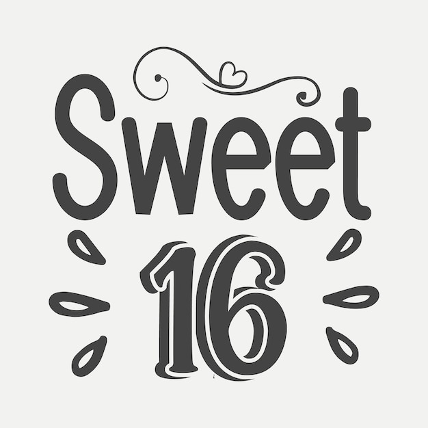 dulce, 16, cumpleaños, vector, camiseta