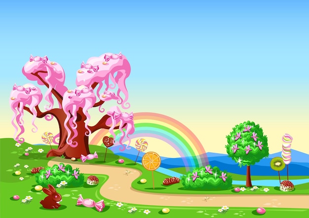 Dulce árbol en la tierra de los dulces