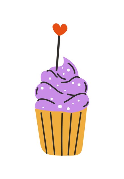 Dulce cupcake con crema elemento de diseño vectorial del día de San Valentín