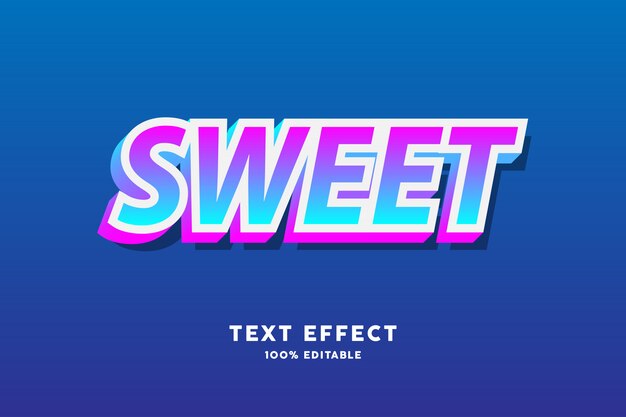 Dulce efecto de texto degradado rosa y cian