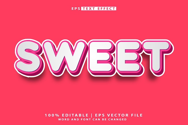Dulce efecto de texto editable 3d