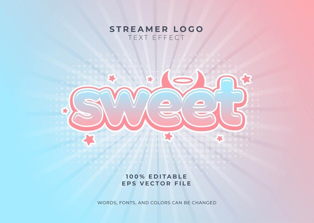 Dulce efecto de texto editable degradado