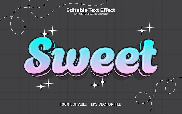 Dulce efecto de texto editable en estilo de tendencia moderna.
