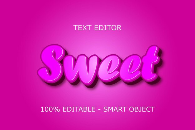 Dulce efecto de texto editable Relieve de 3 dimensiones estilo simple