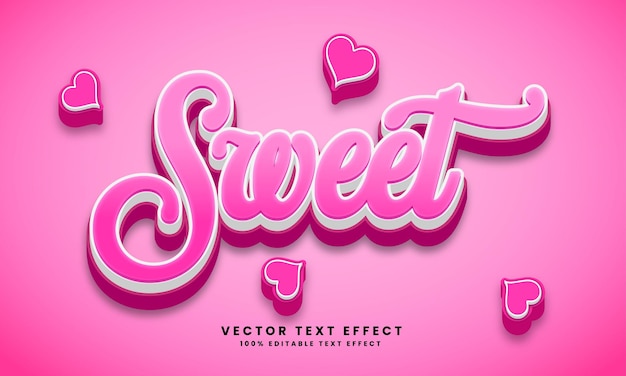 Dulce efecto de texto editable Vector 3d con fondo