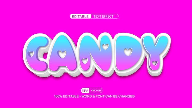 Dulce efecto de texto editable vector estilo 3d