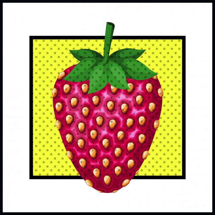 Vector dulce estilo pop art fresa