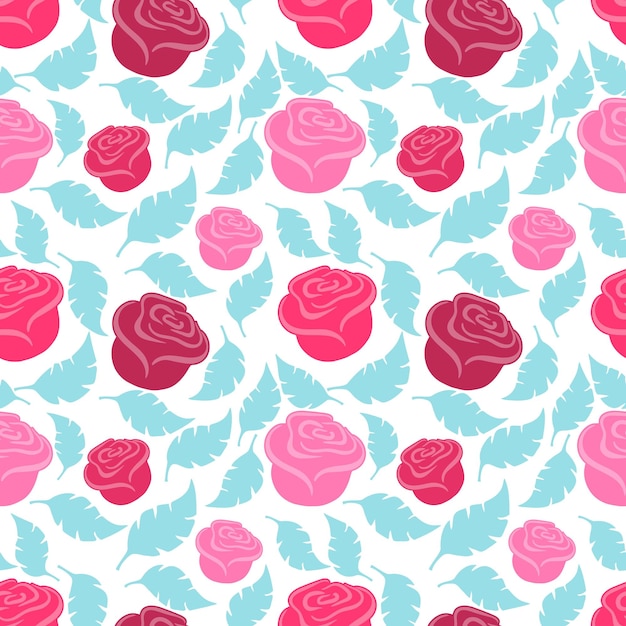 Vector dulce fondo rosa y hoja de patrones sin fisuras para tela textil papel tapiz