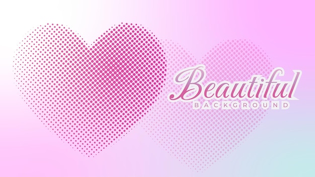 Dulce y hermoso diseño de fondo de medios tonos con elemento en forma de corazón incluido estilo de texto rosa editable