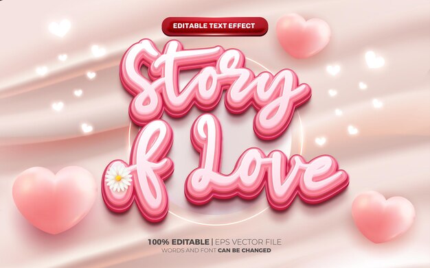 Dulce hija efecto de texto editable 3d rosa suave