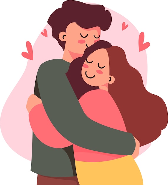 Dulce ilustración de una pareja abrazándose expresando amor afecto y conexión romántica