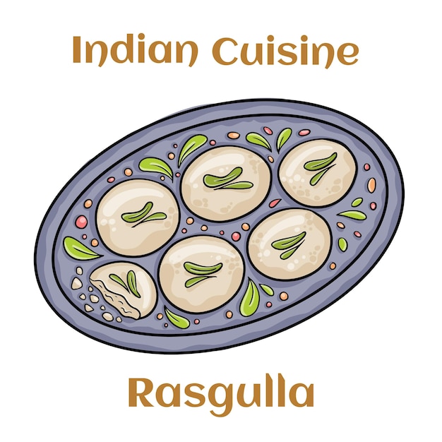 Dulce indio o postre Rasgulla Famoso dulce bengalí en tazón de arcilla