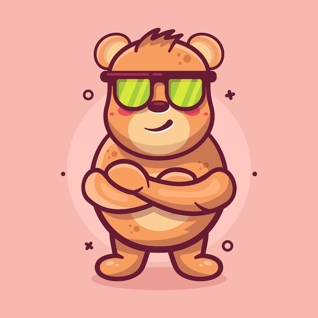 dulce mascota de personaje animal de oso con expresión fresca dibujos animados aislados en diseño de estilo plano
