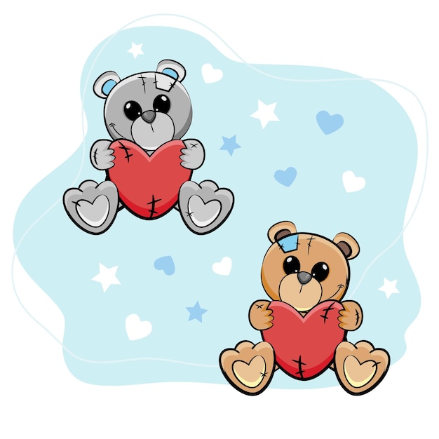 Vector dulce osito de peluche con corazones vector illustrationx9