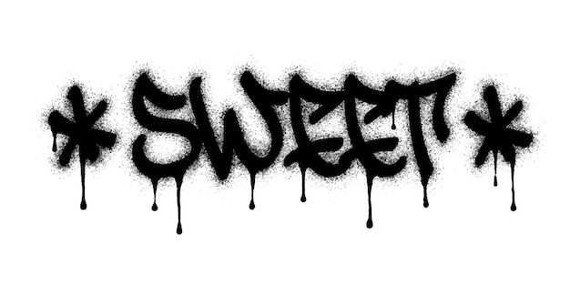 Una dulce palabra de graffiti pintada en negro sobre blanco