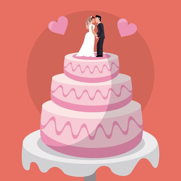 Dulce pareja de pasteles de muñecas de boda