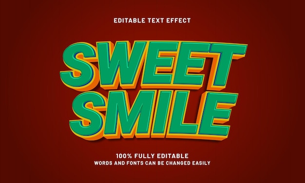 dulce sonrisa efectos de texto editables con un tema dulce y niños