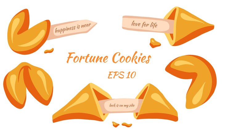 Vector dulce. suerte. juego de galletas de la fortuna. estilo de dibujos animados.
