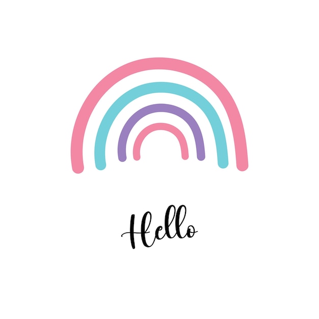 dulce tarjeta de ilustración vectorial de arco iris dibujada a mano