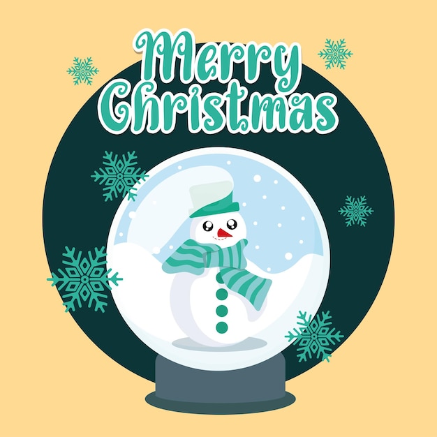 dulce tarjeta de Navidad con personaje hombre de nieve Vector