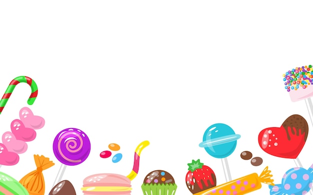 Dulces dulces surtidos bombón colorido banner tienda