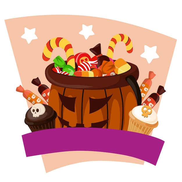 Dulces de Halloween trata en estilo plano
