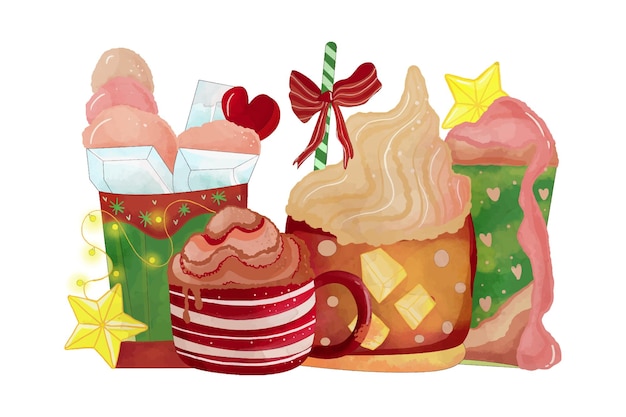 Vector dulces de navidad acuarela ilustración 3