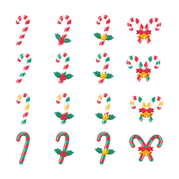 Dulces navideños. Barras de caramelo de color rojo y verde para niños en las celebraciones navideñas.