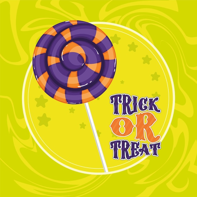 Vector dulces de paleta de halloween truco o trato ilustración vectorial