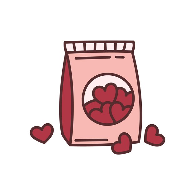 Dulces para un ser querido Icono de garabatos Kawaii para el Día de San Valentín