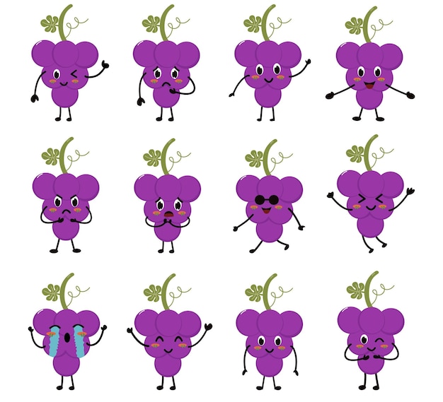 dulces uvas clipart expresión facial fruta personaje de dibujos animados comida kawaii