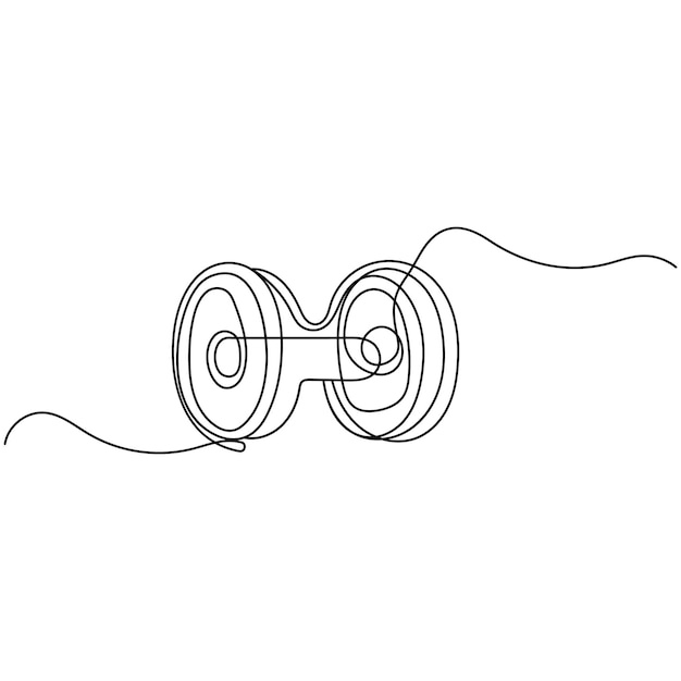 Dumbbell arte de una sola línea continuo dibujo de una línea de icono vectorial de contorno aislado