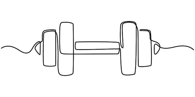 Dumbbell continuo un dibujo de línea pesado dumbbell aislado fondo blanco Ilustración vectorial