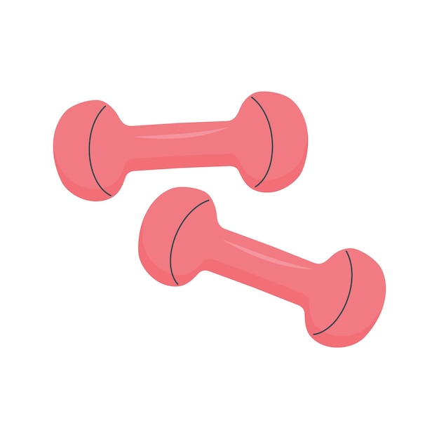 Dumbbells de fitness Estilo de vida saludable perder peso concepto de dieta de fitness deportivo Ilustración de dibujos animados plana