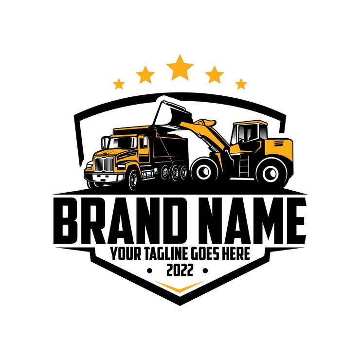 Dump trucking company logo design miniexcavadora