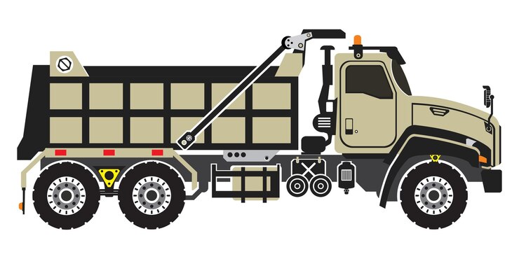 Dumping Truck también conocido como Dump Truck en la ilustración de vector de color vintage