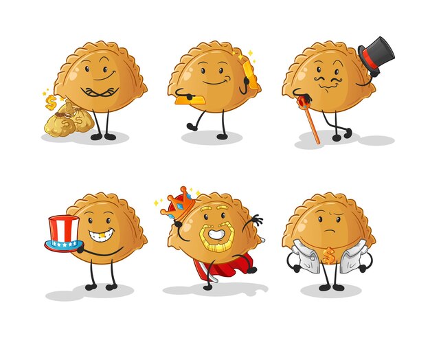 Dumpling de rico carácter. vector de mascota de dibujos animados