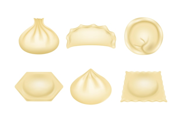 Vector dumplings khinkali ravioli pelmeni vareniki georgiano ucraniano italiano y cocina oriental