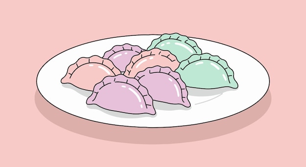 Dumplings pastel en un plato