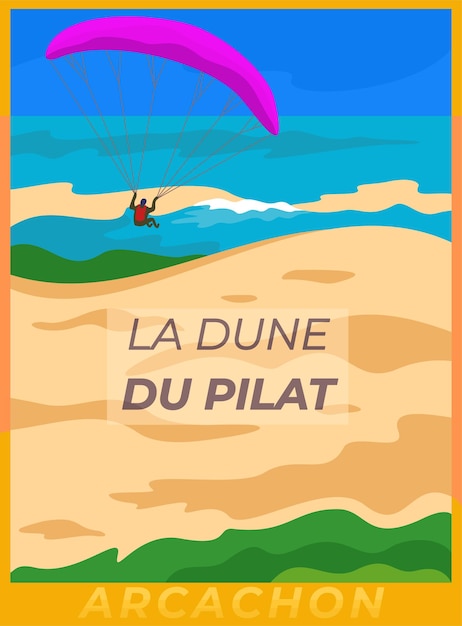 Duna de pilat una enorme duna de arena en francia región de burdeos concepto de parapente