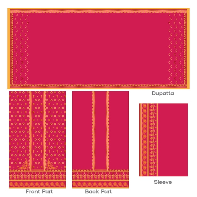 Dupatta rosa indio tradicional con mangas y piezas de traje a juego