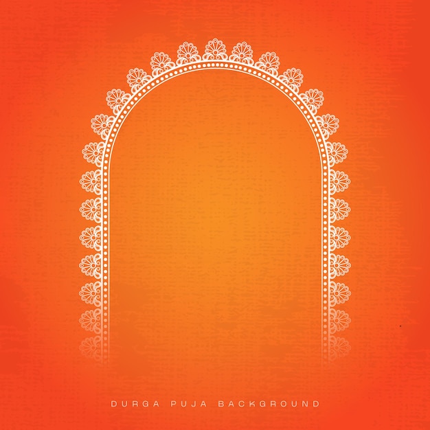 Durga Puja Frame de arco de frontera Diseño de publicidad de fondo para la oferta de venta de descuento de durga puja