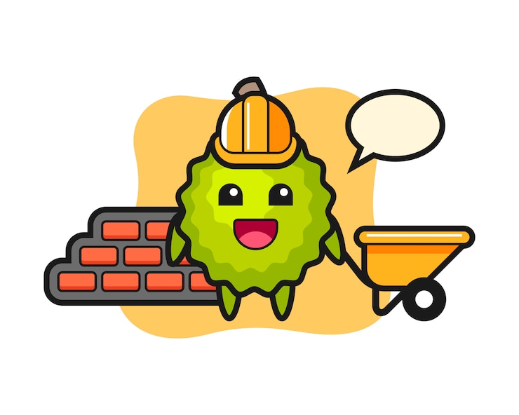 Vector durian caricatura como constructor