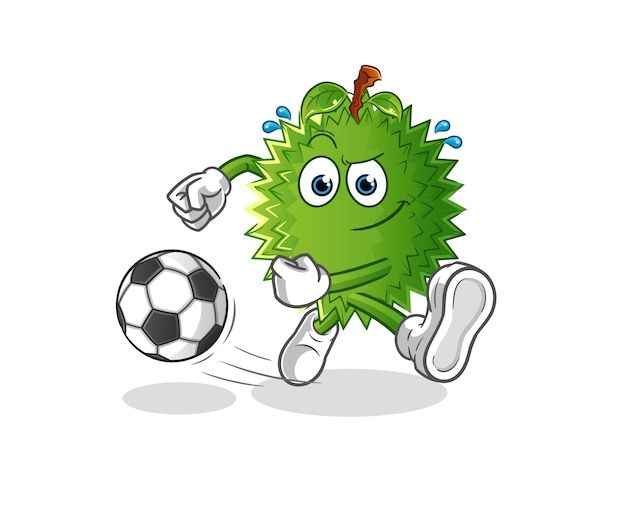 Durian pateando la bola de dibujos animados. vector de mascota de dibujos animados