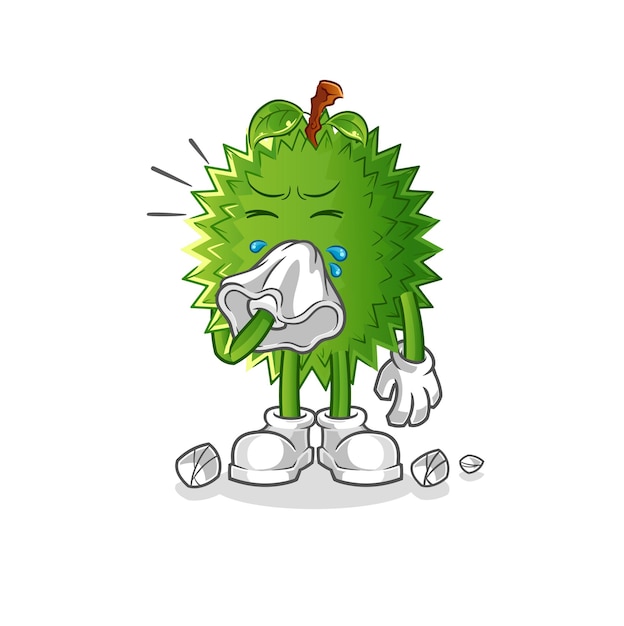 Durian personaje de nariz que sopla. vector de mascota de dibujos animados