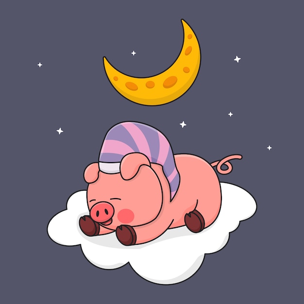 Durmiendo cerdito en la nube